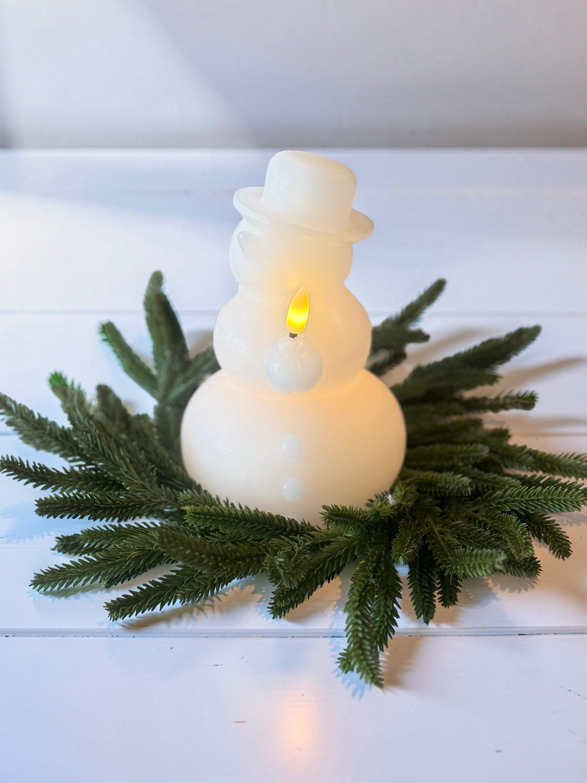 LED Snowman Flicker Flame Candle with Timer
