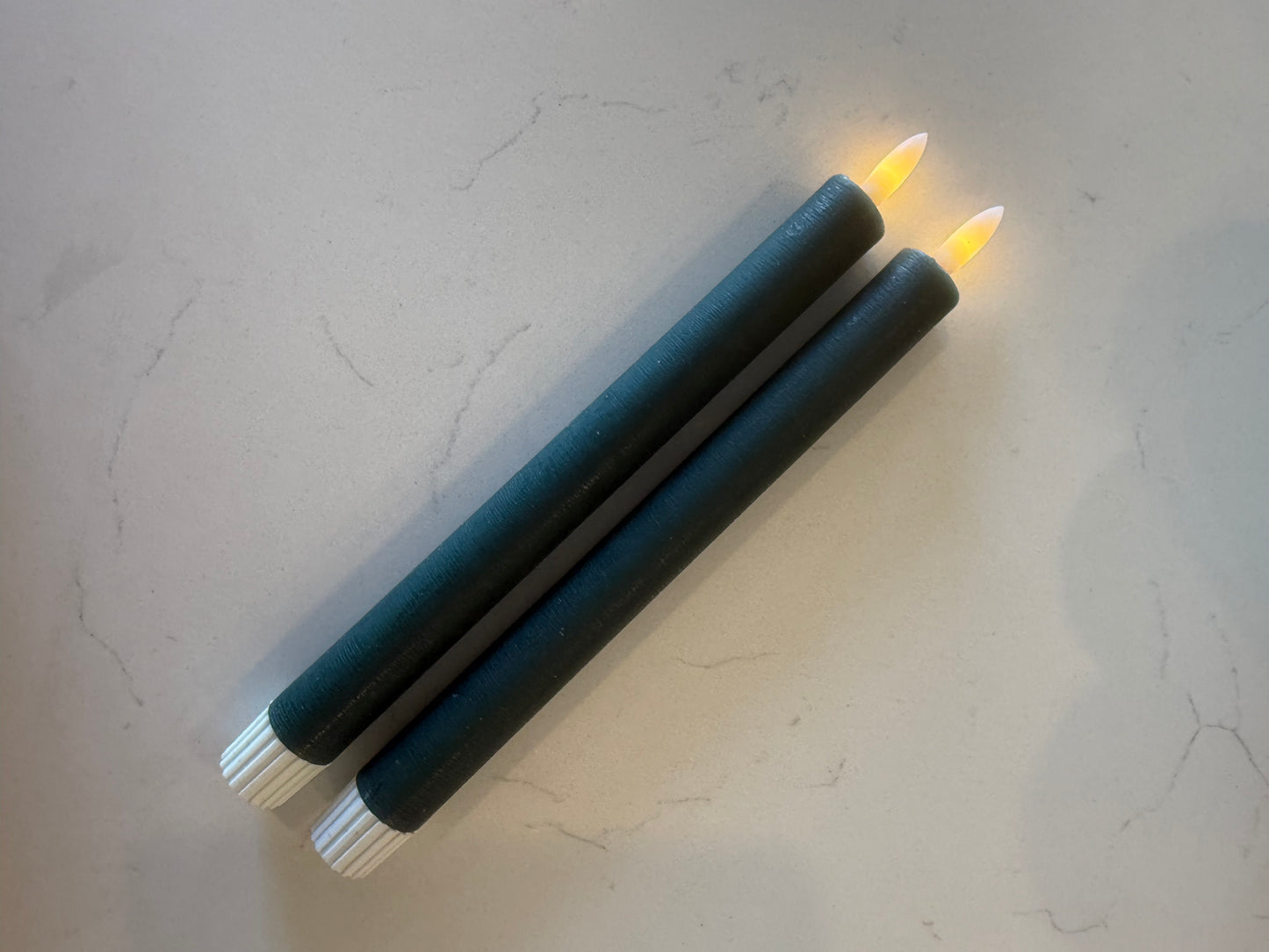 Green Flameless Taper Candle - Set of 2
