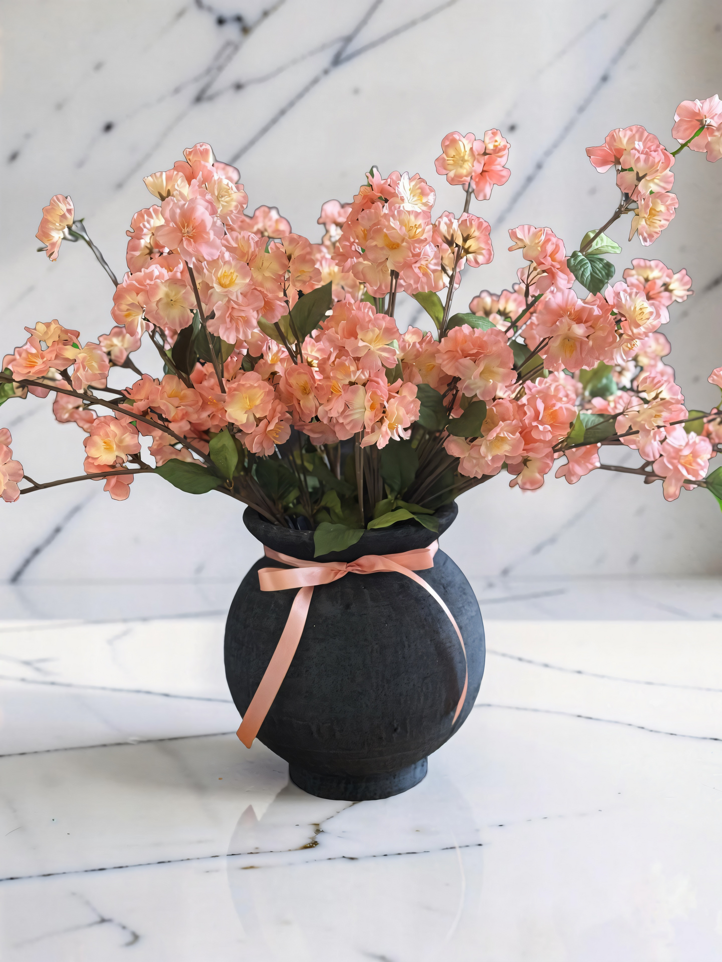 Black Round Pot - 9.6''H