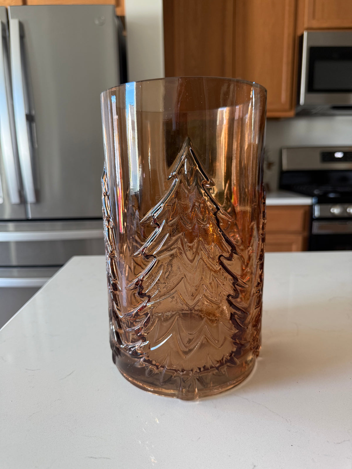 Glass Embossed Brown Hurricanes