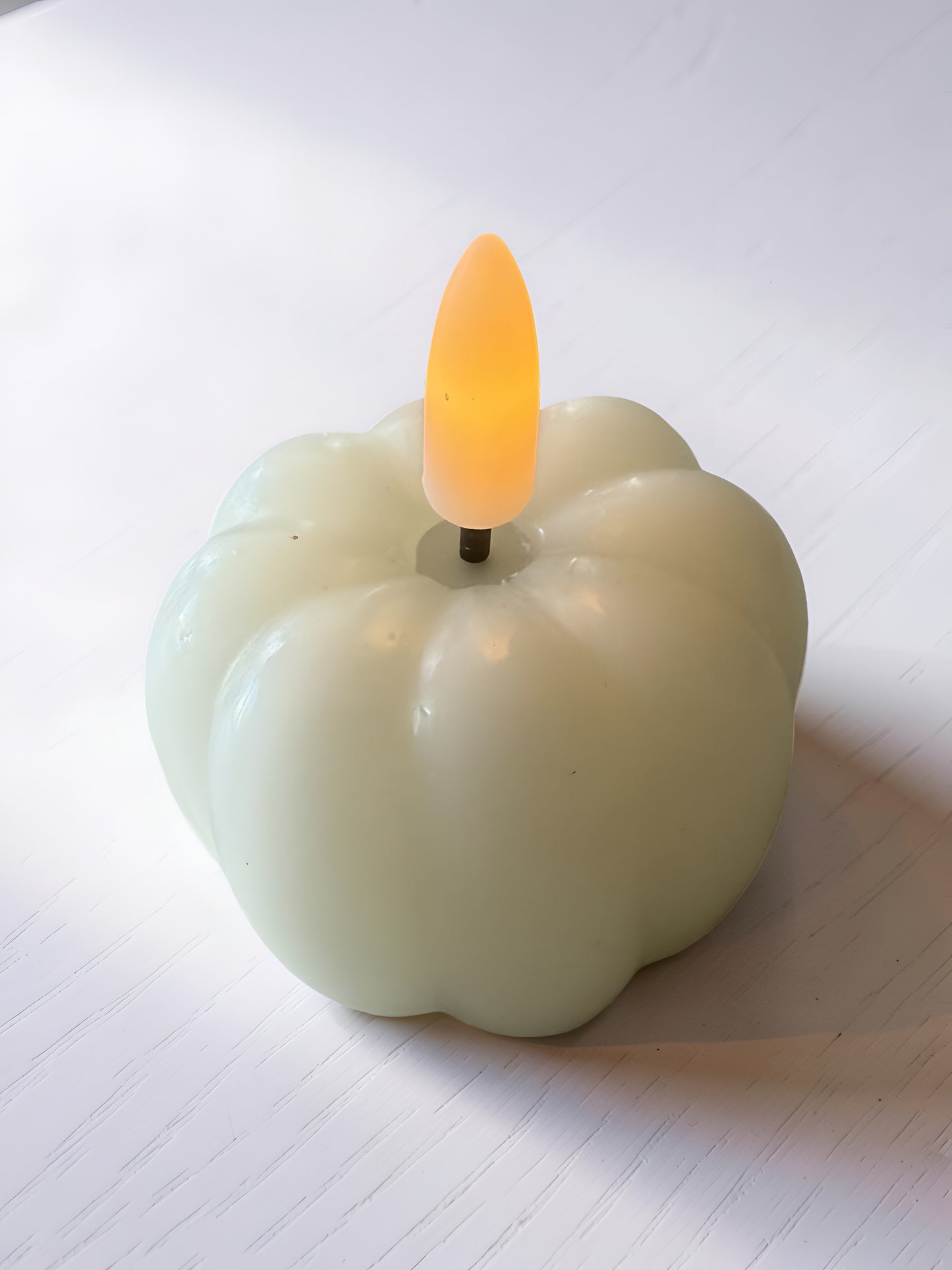 Cream LED Flicker Flame Pumpkin Candle