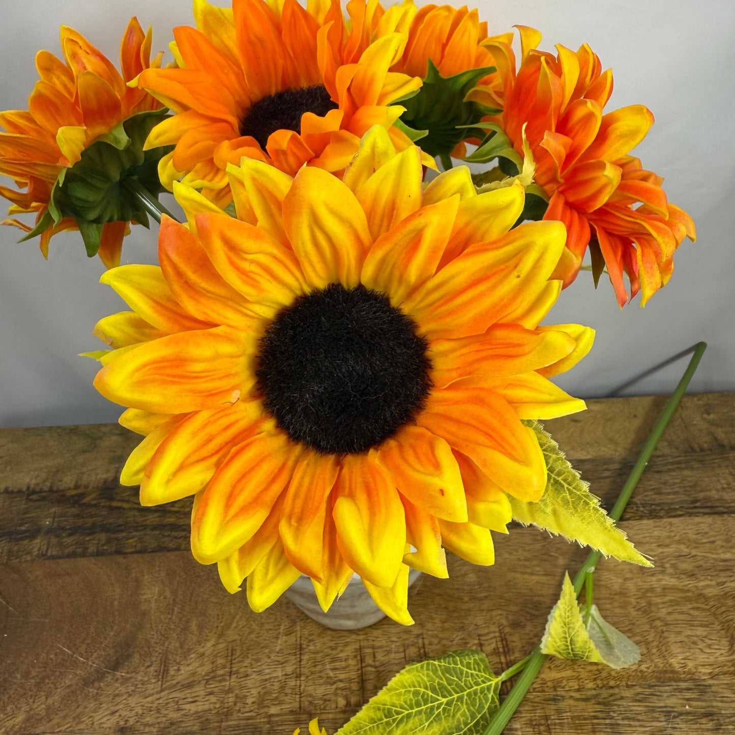 Real Touch Orange Sunflower Stem