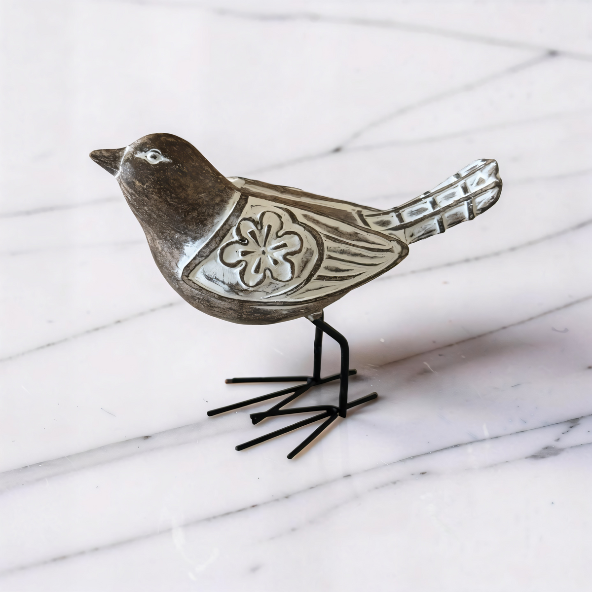 Assorted Whitewash Resin Carved Birds