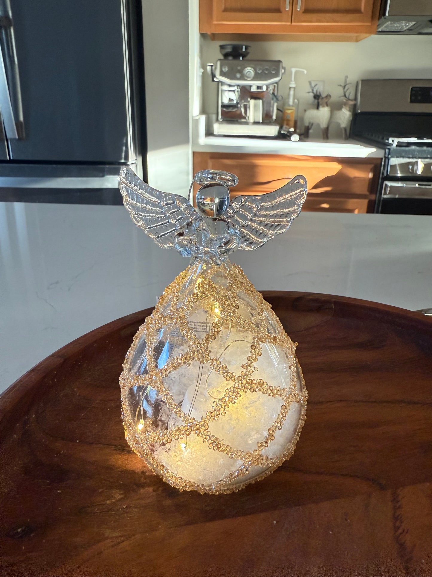 LED Clear Glass Angel Ornament