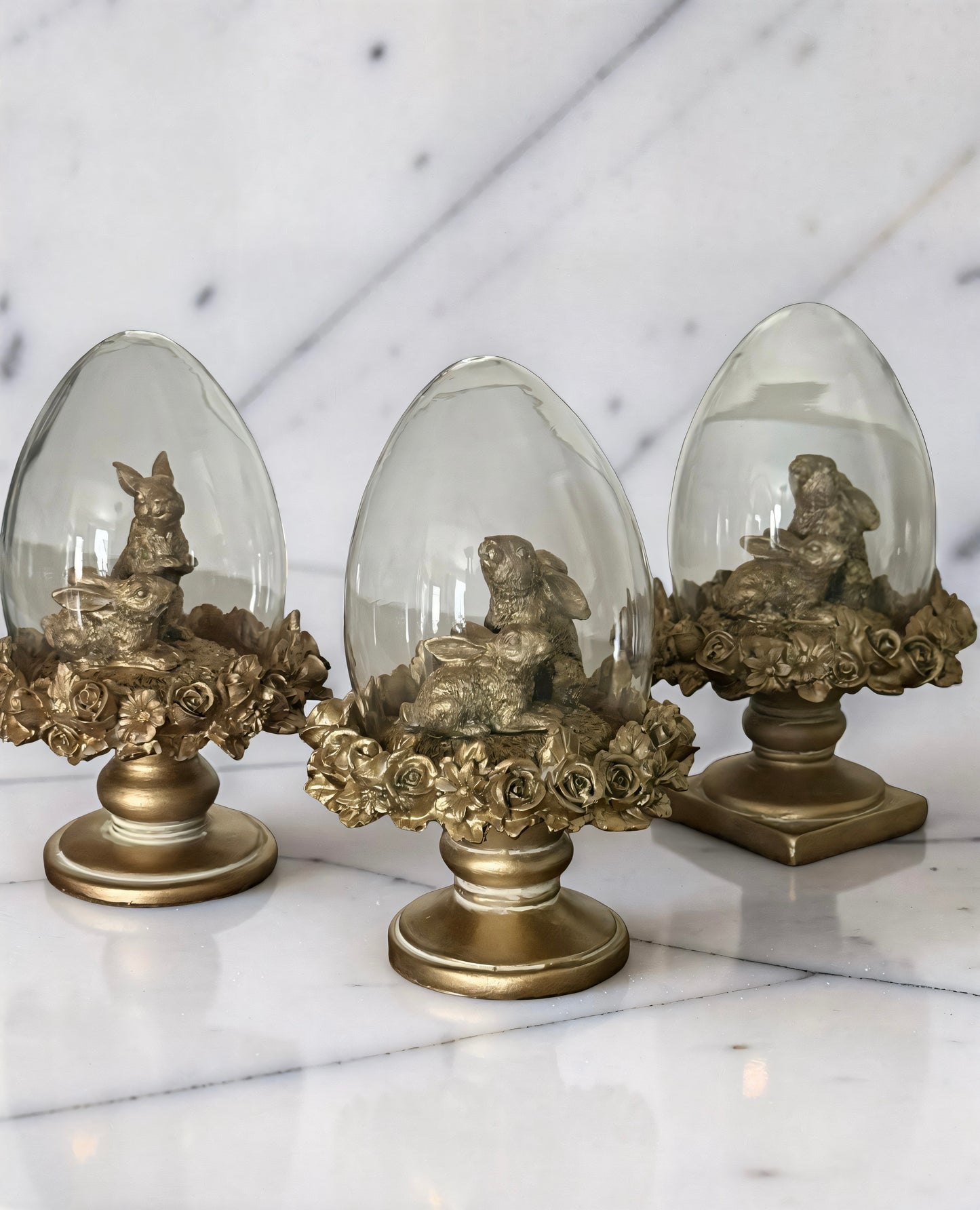 Gold Resin Easter Bunny Egg Cloche