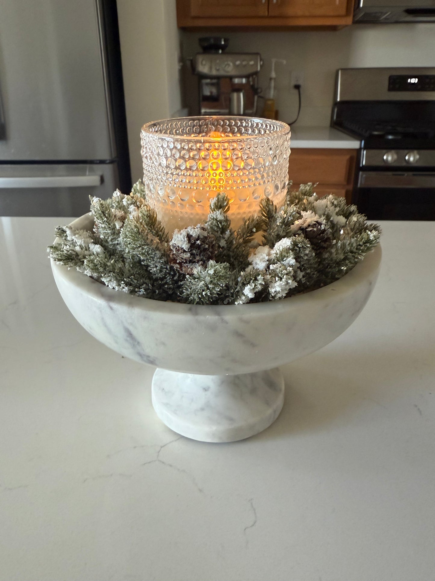 White Marble Pedestal Bowl