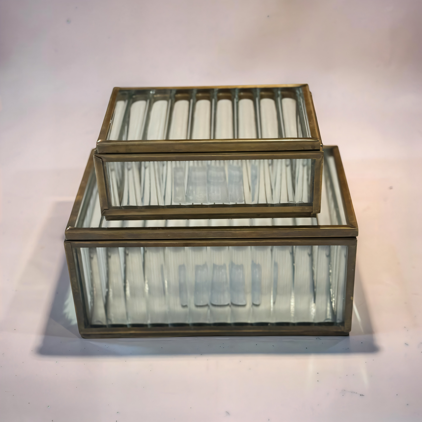 Glass and Brass Boxes - Set of 2