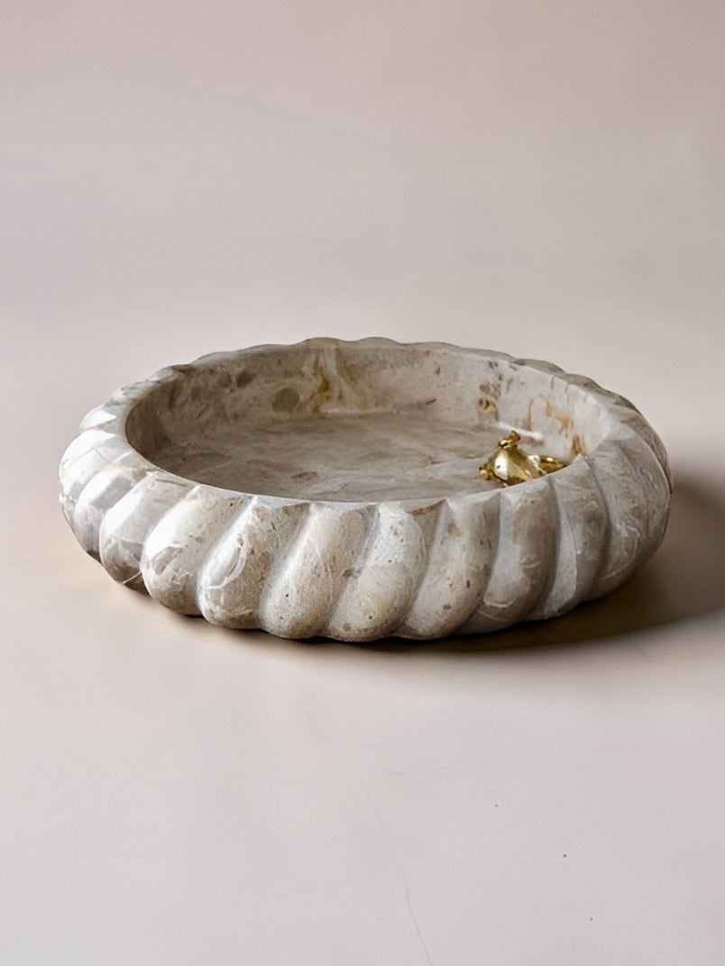 Beige Marble Twist Edge Bowl