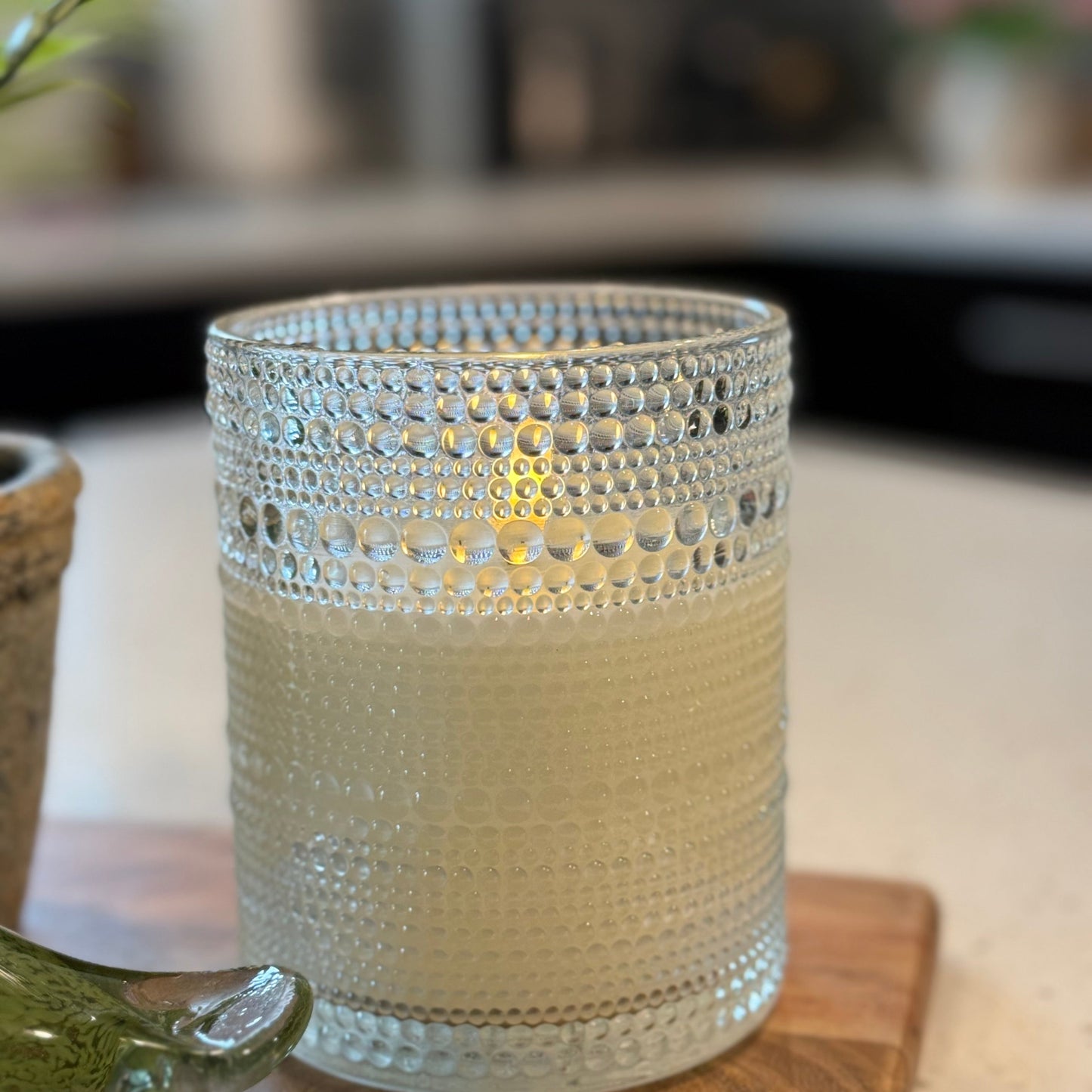 5” Dotted Clear Glass Flameless Candle