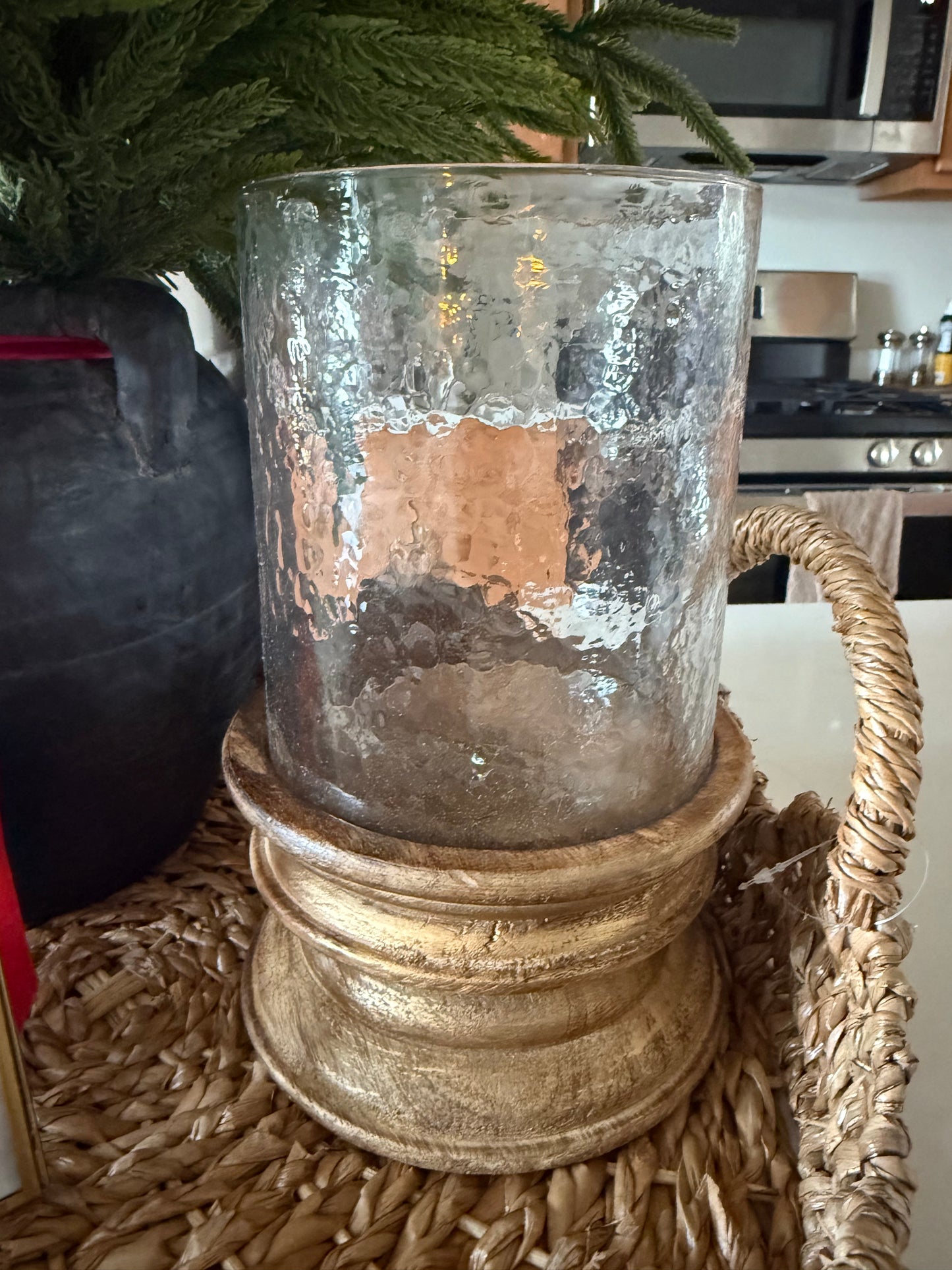 Brush Gold Glass Pillar Holder