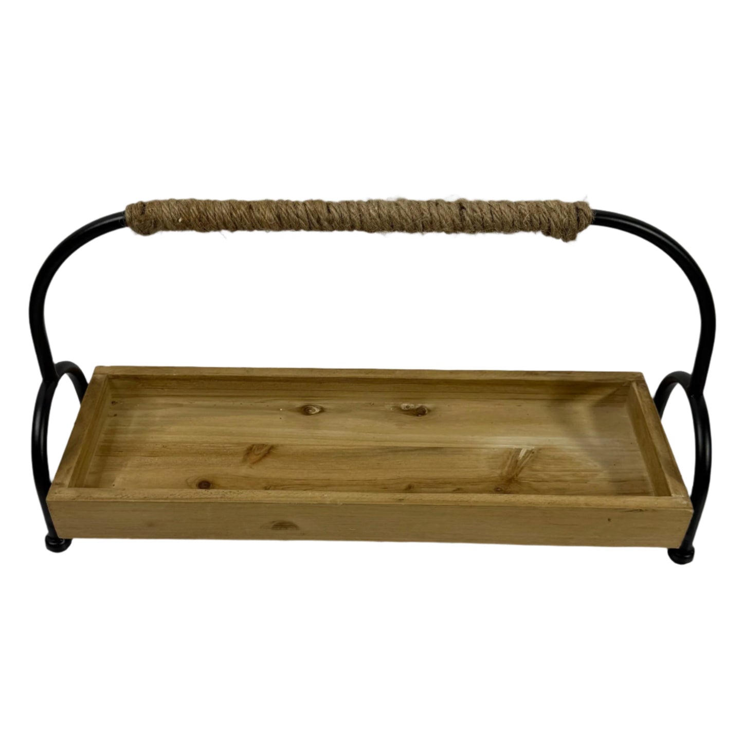 Long Wood Tray with Metal Handle