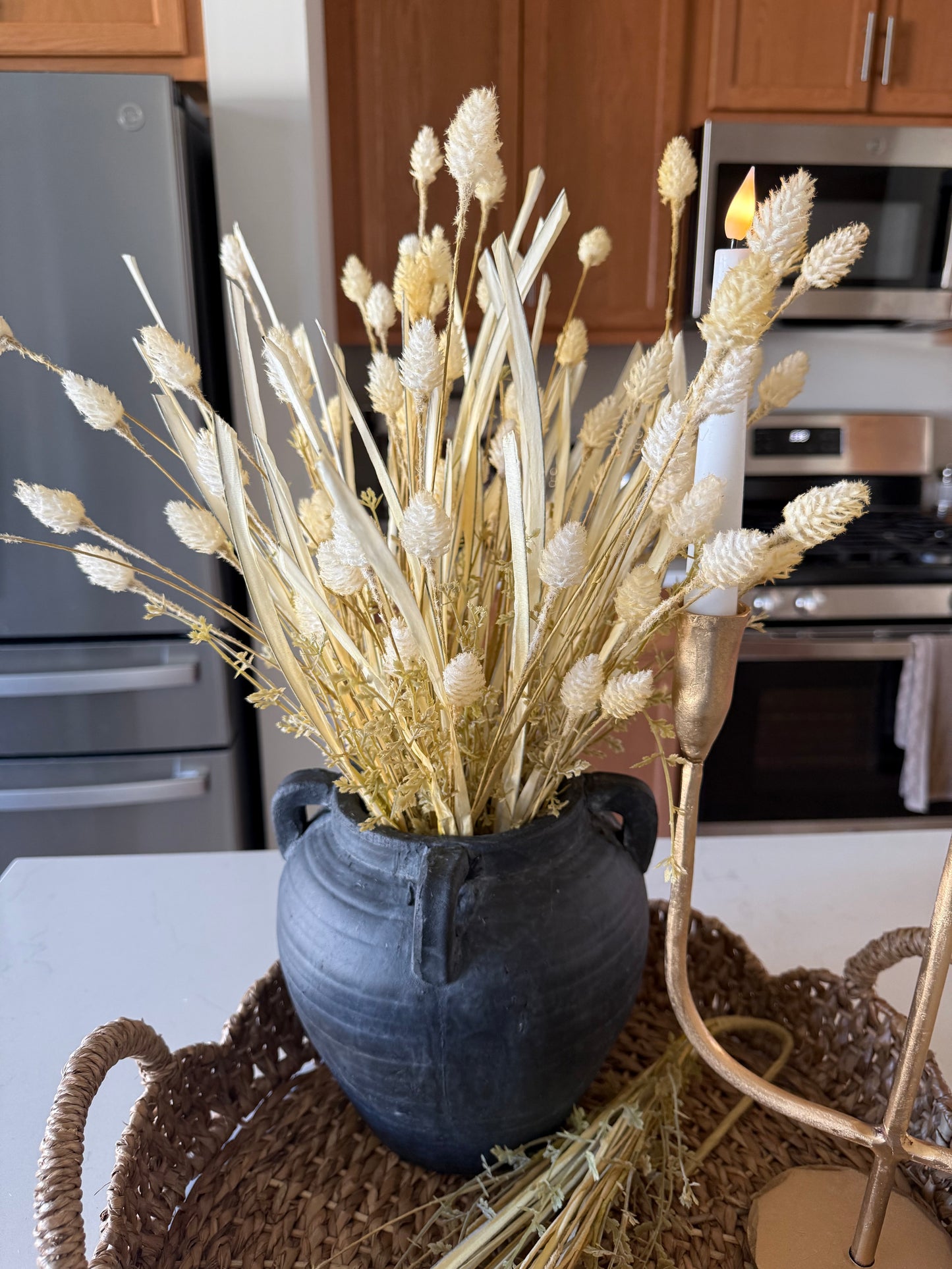 Flocked Thistle and Grass Stem