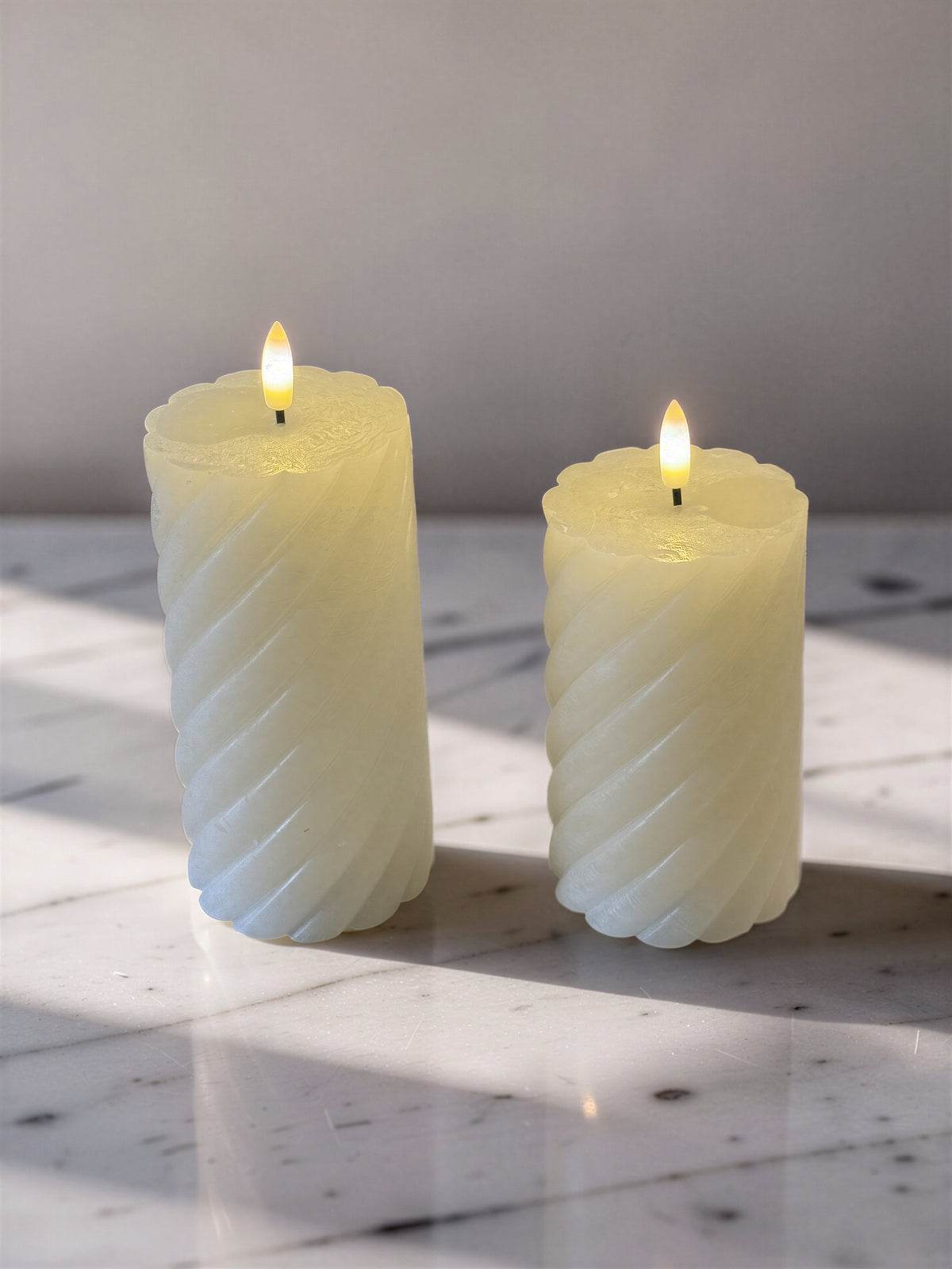 Ivory Twist Pillar Candle |6''H