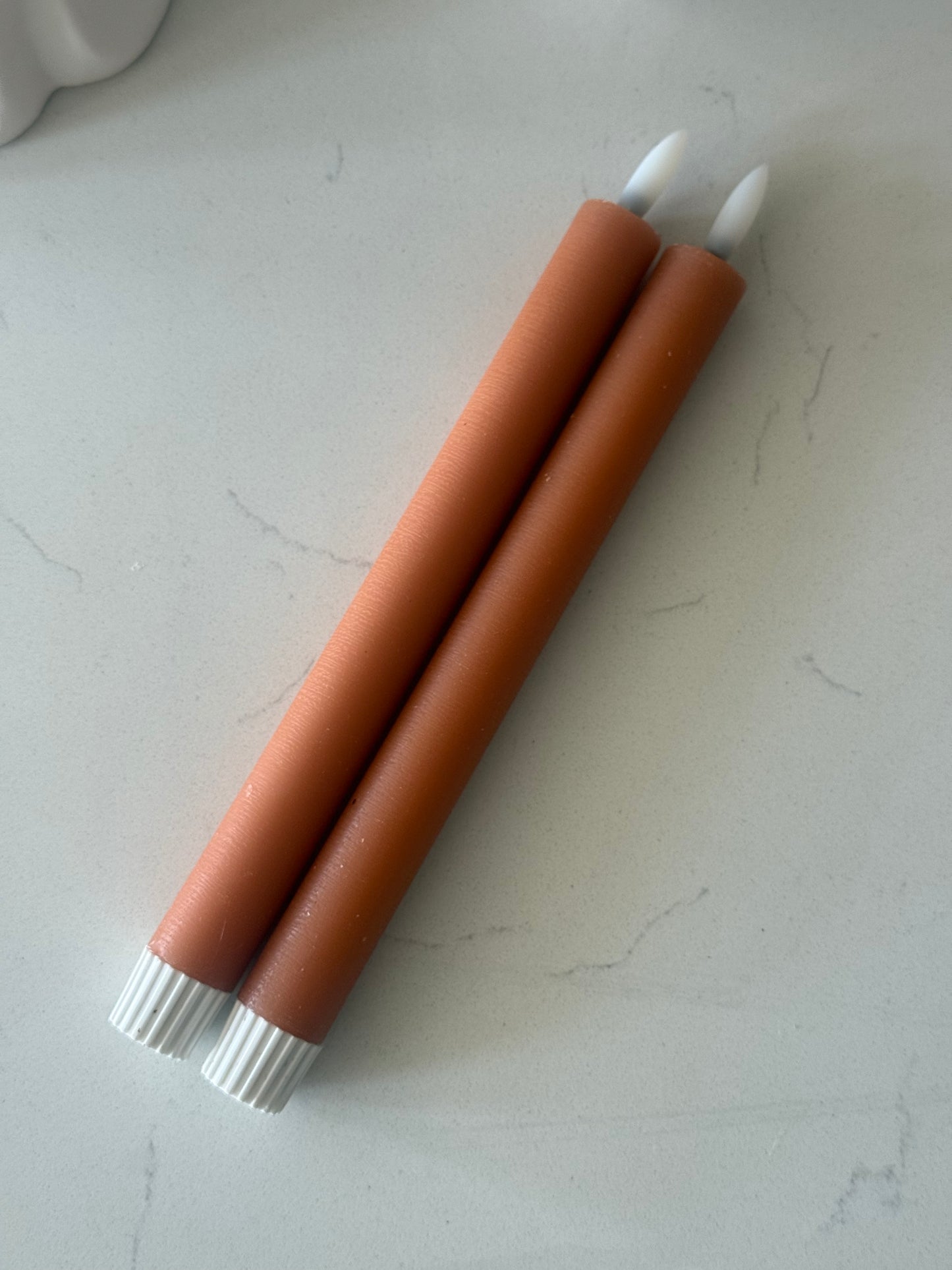 Orange LED Taper Candle Set of 2