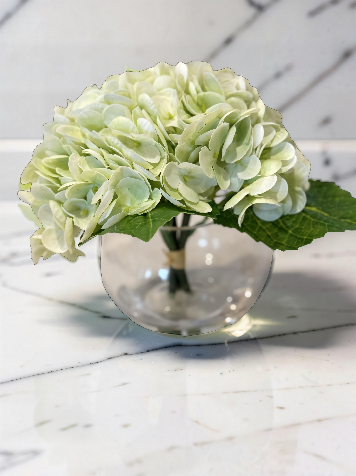 Light Green Hydrangea In Glass Vase