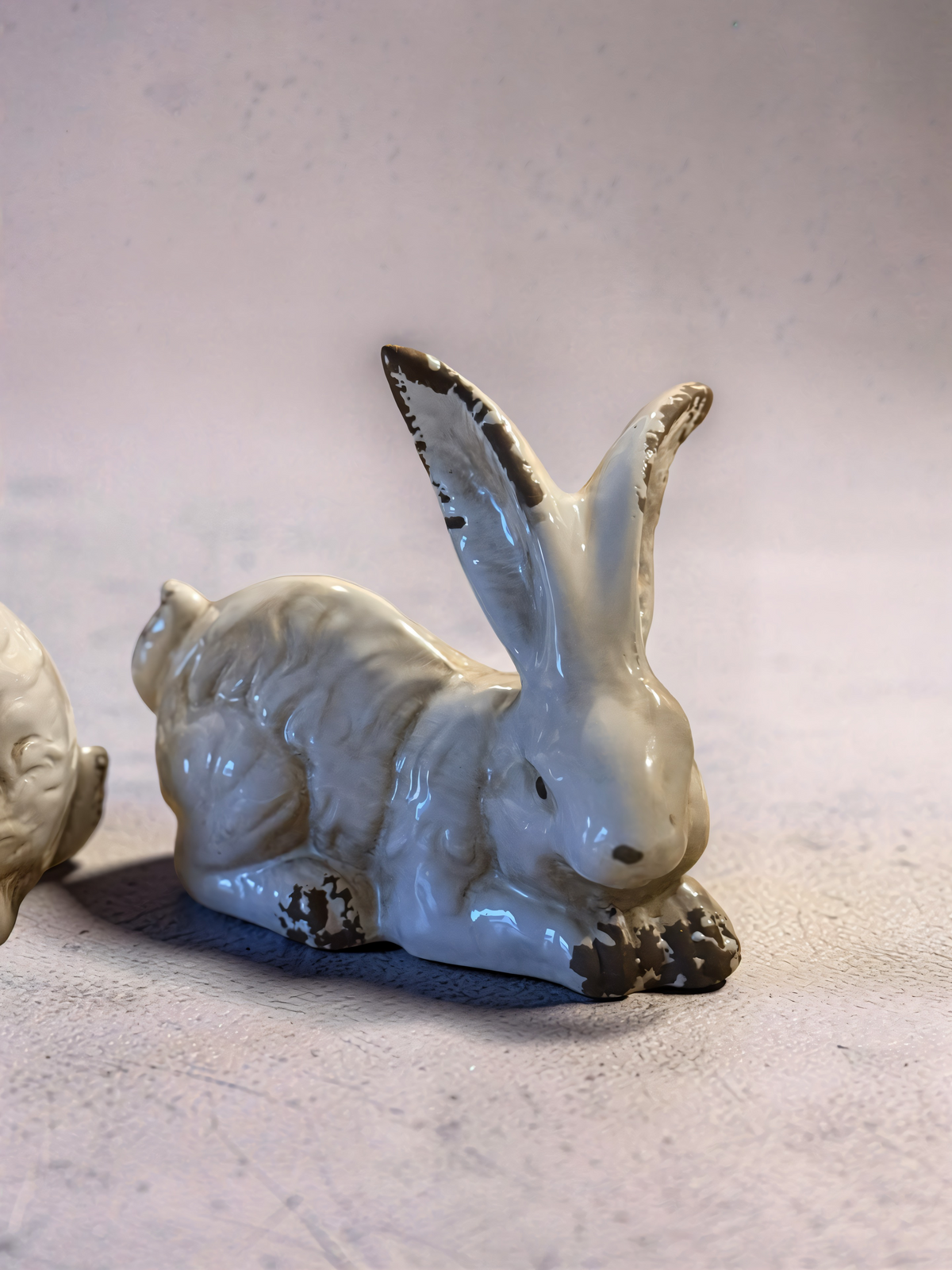 Vintage White Ceramic Bunnies