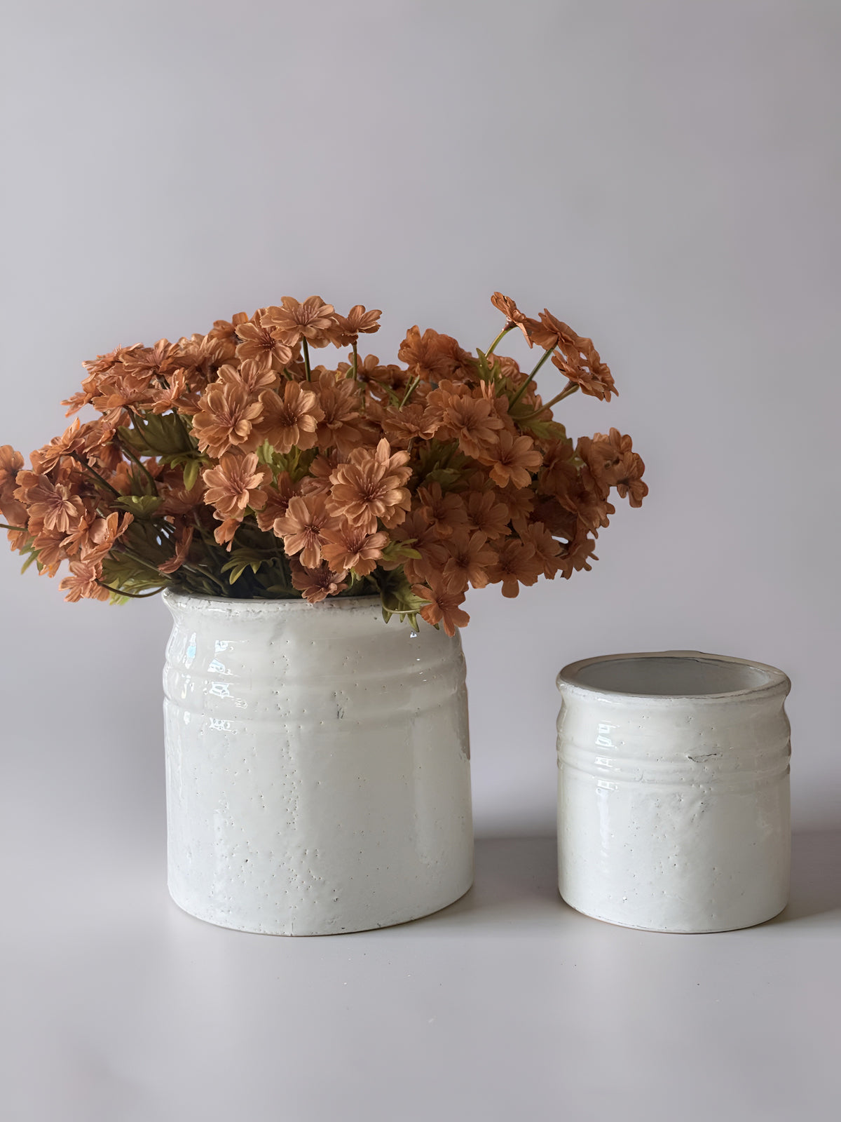 White Double Line Vase