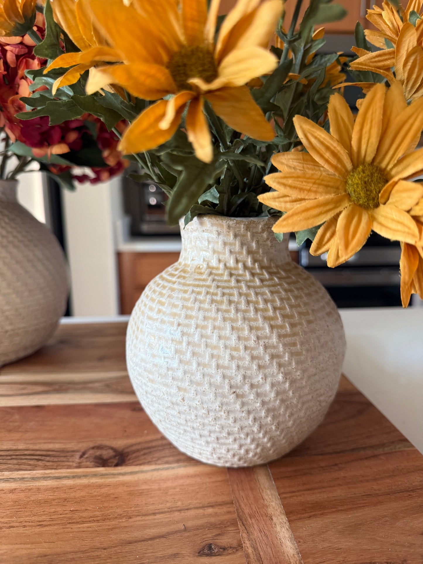 Cream Small Ball Vase -6”H