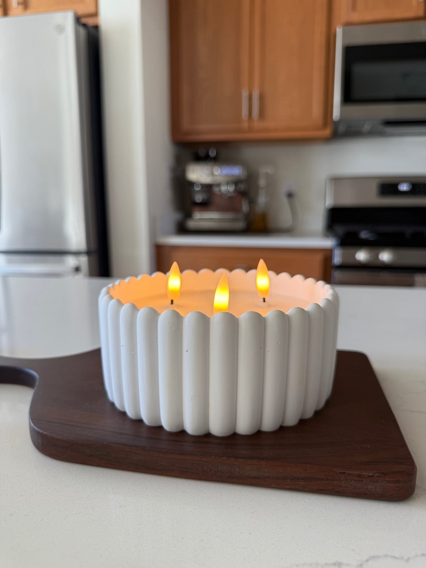 3 Wick Flameless White Candle