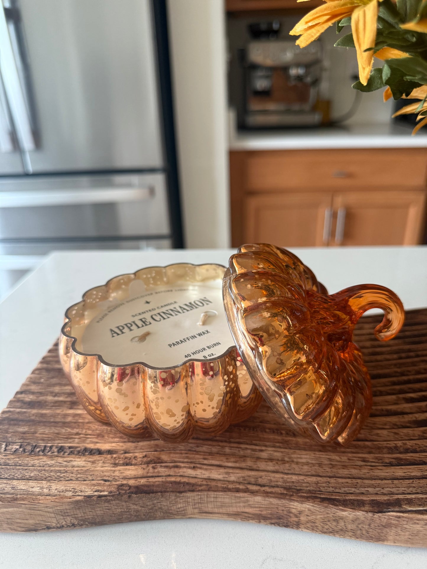 Orange Mercury Glass Pumpkin Candle Medium
