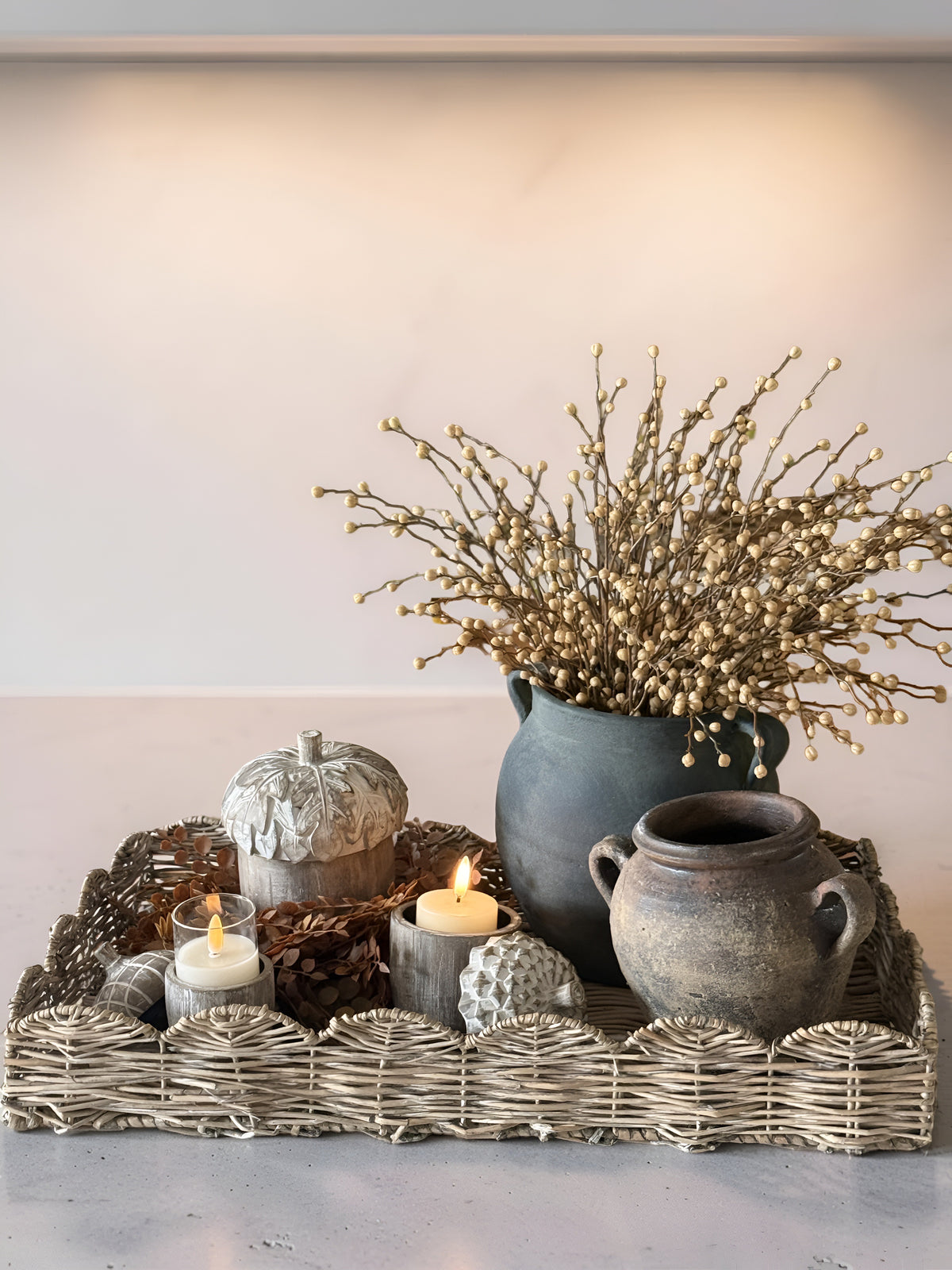 Whitewash Resin Acorn Containers