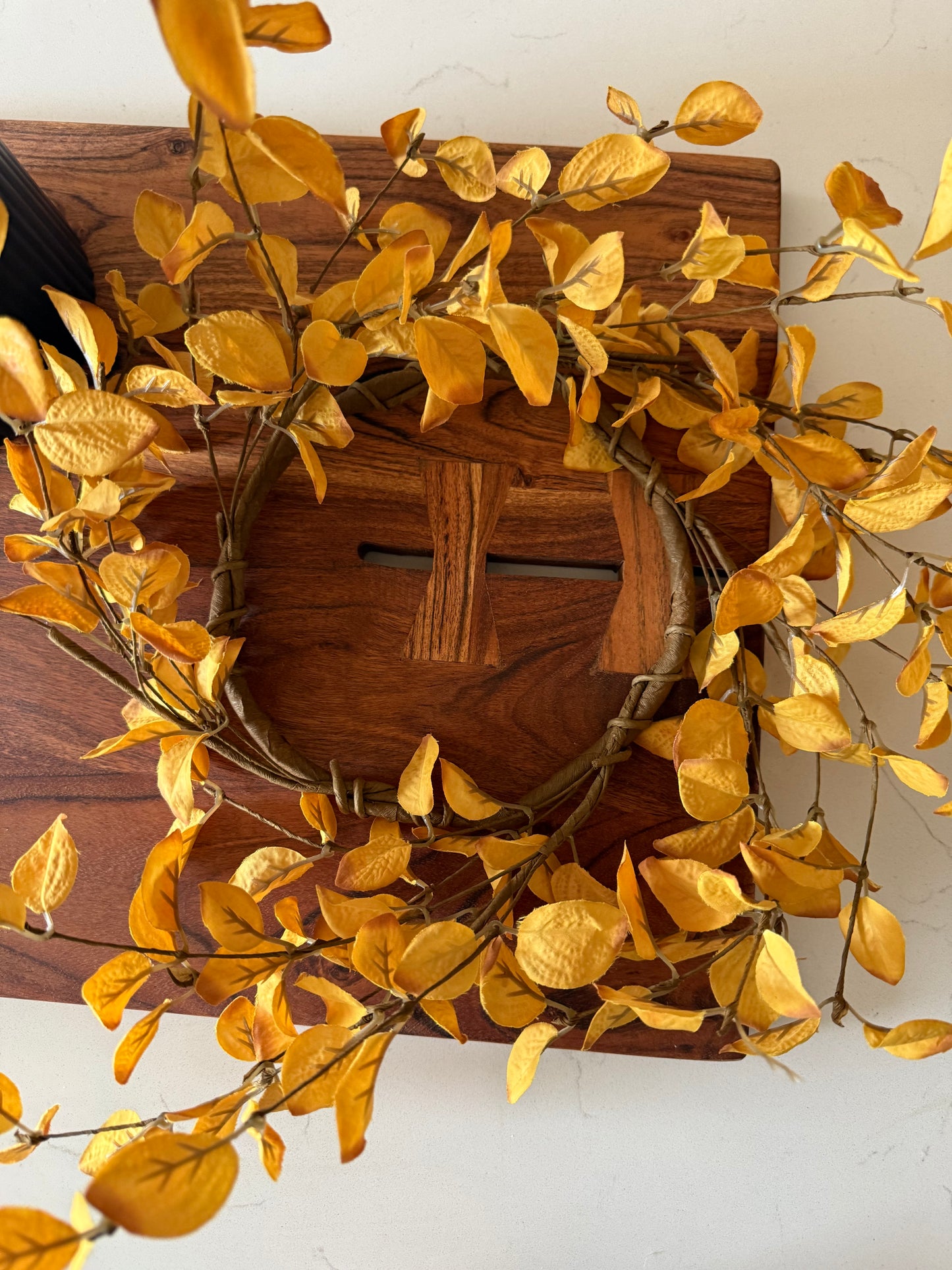 Light Yellow Eucalyptus Candle Ring -6.5”