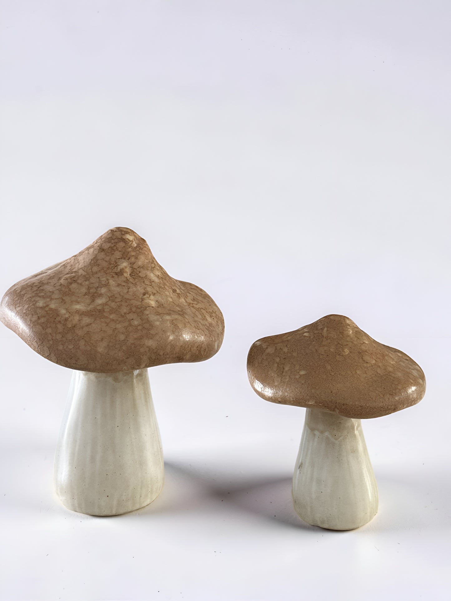 Beige Stoneware Mushrooms Set of 2