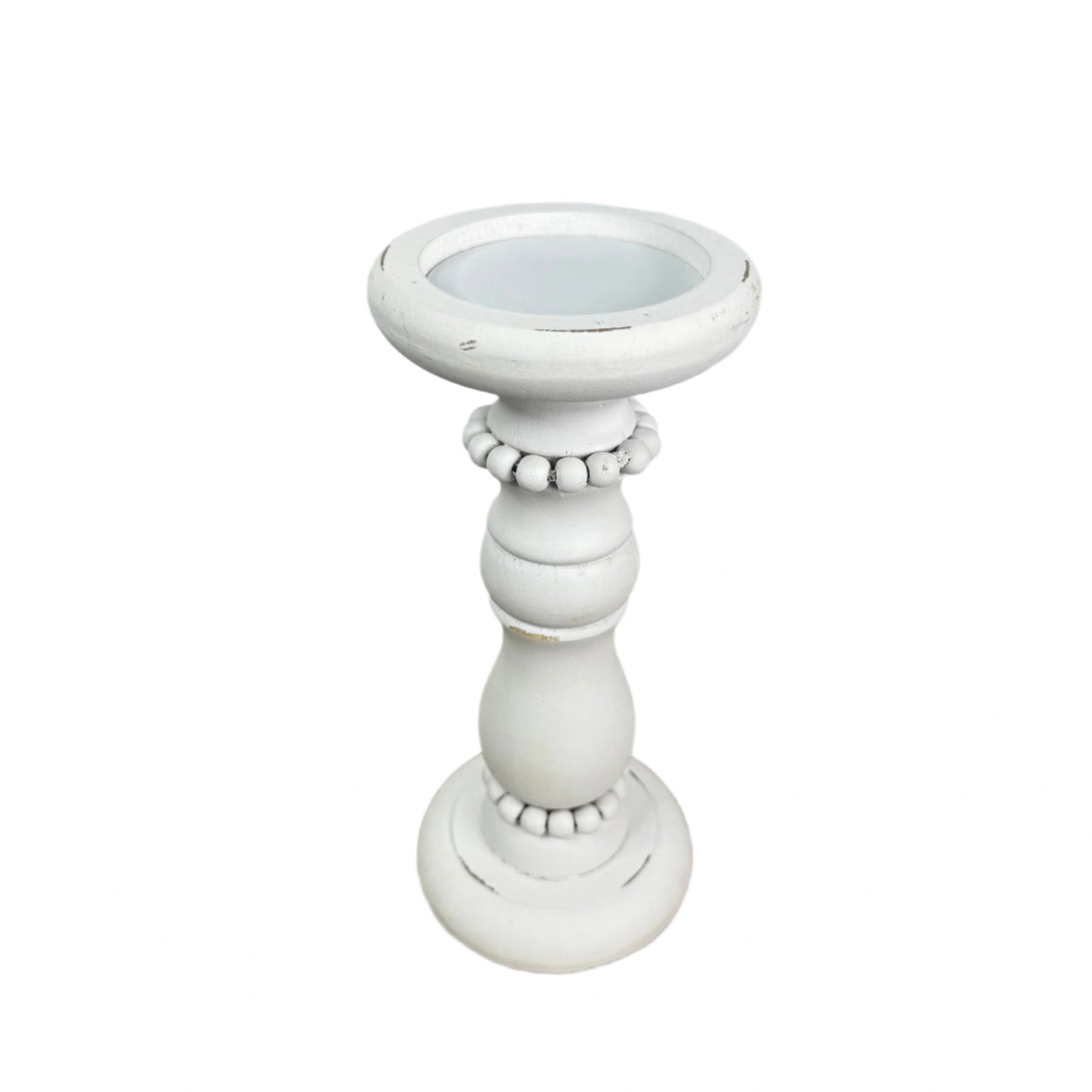 White Beaded Candle Holder