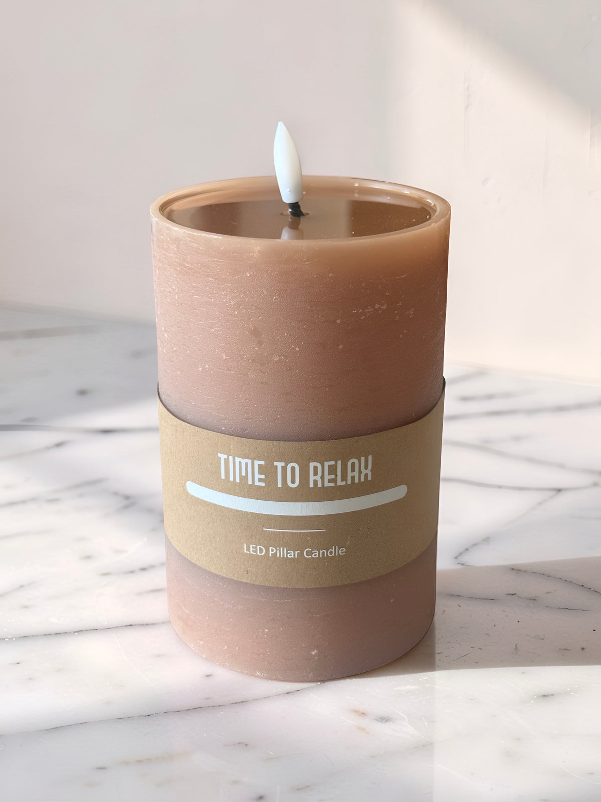 Wide Caramel LED Pillar Candle 6''