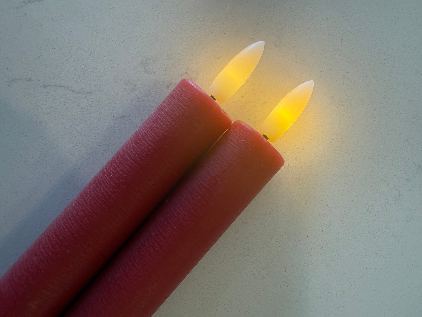 Red Flameless Taper Candle -Set of 2