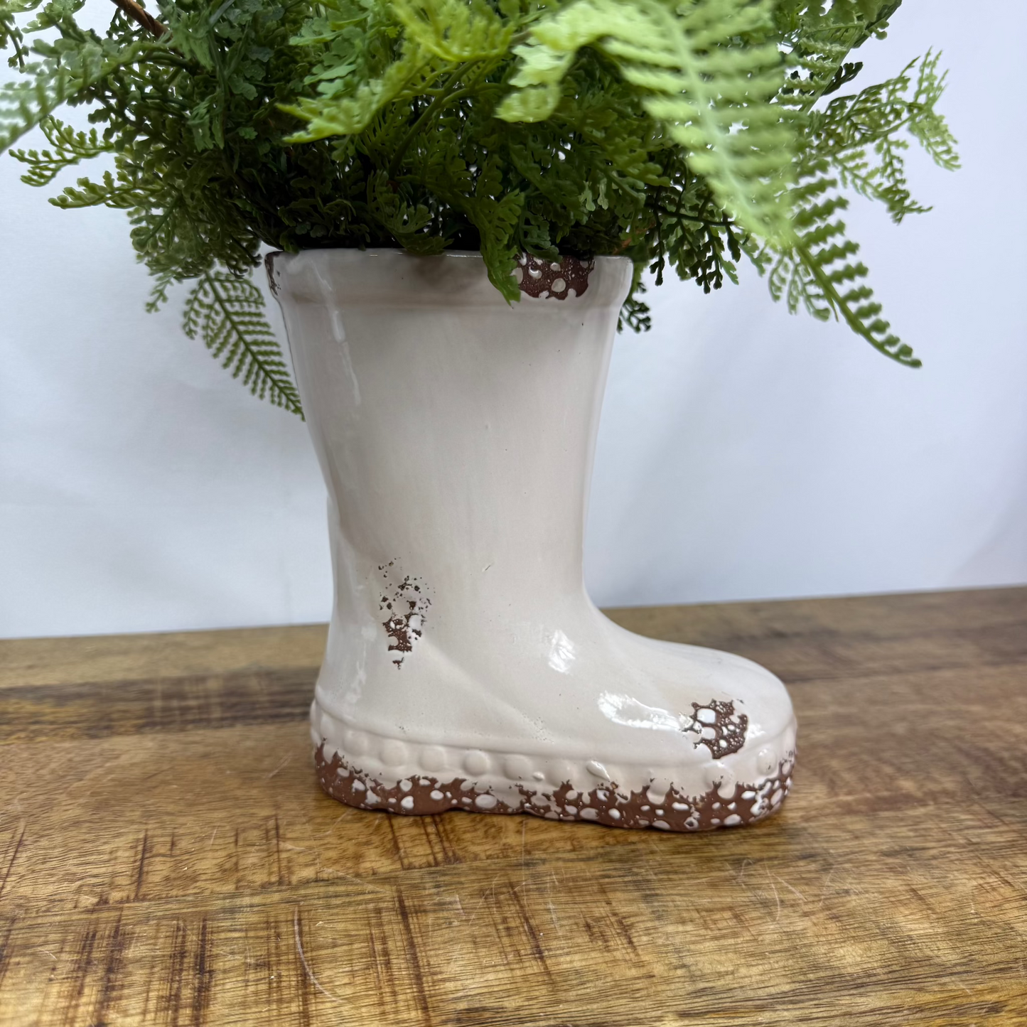 White Ceramic Garden Boot