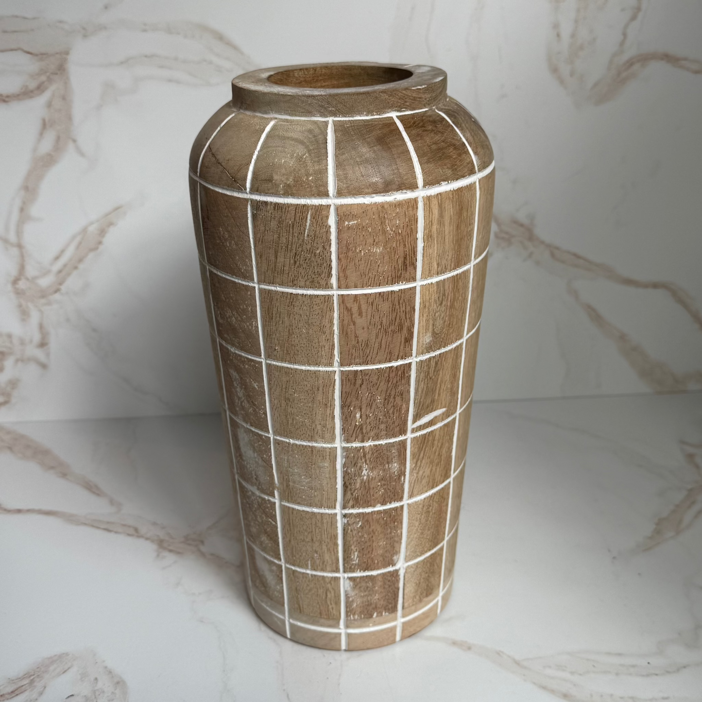 Wood Check Pattern Vase