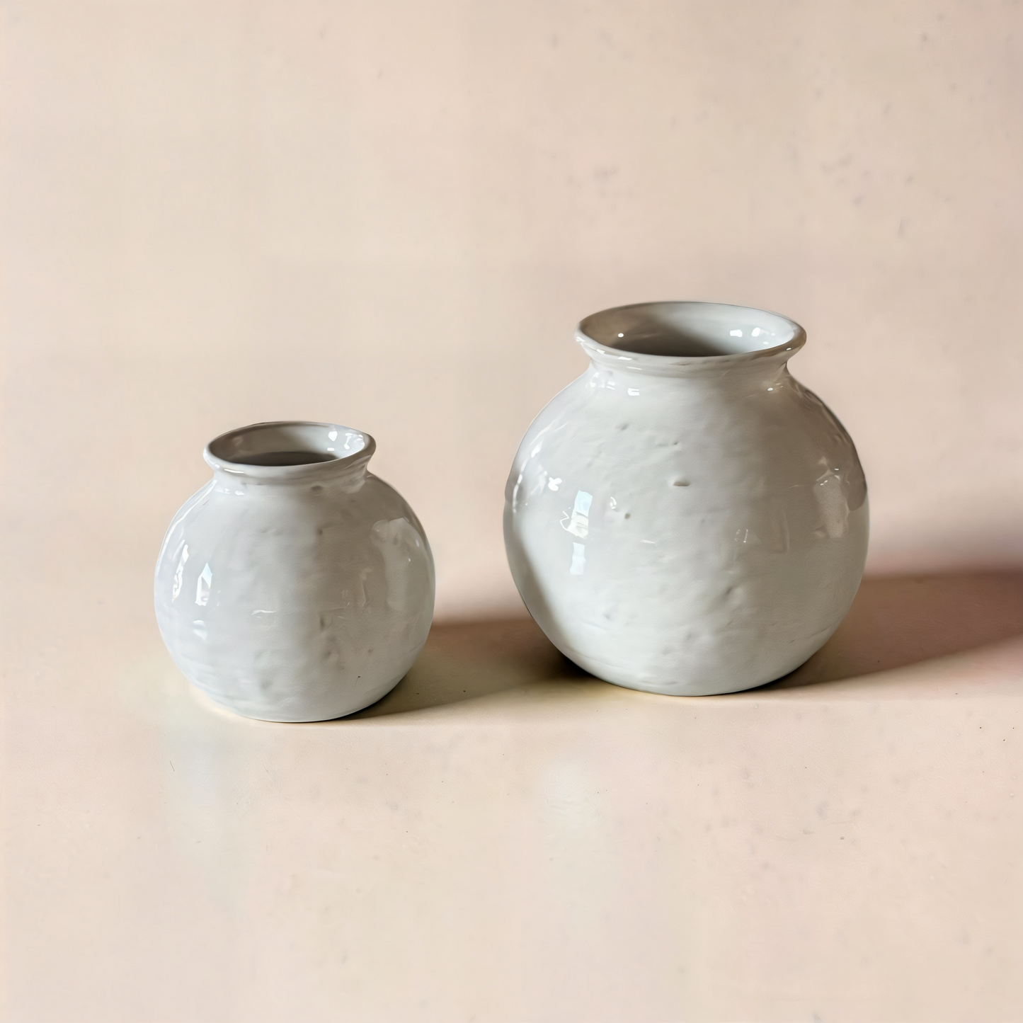 White Ceramic Ball Vases