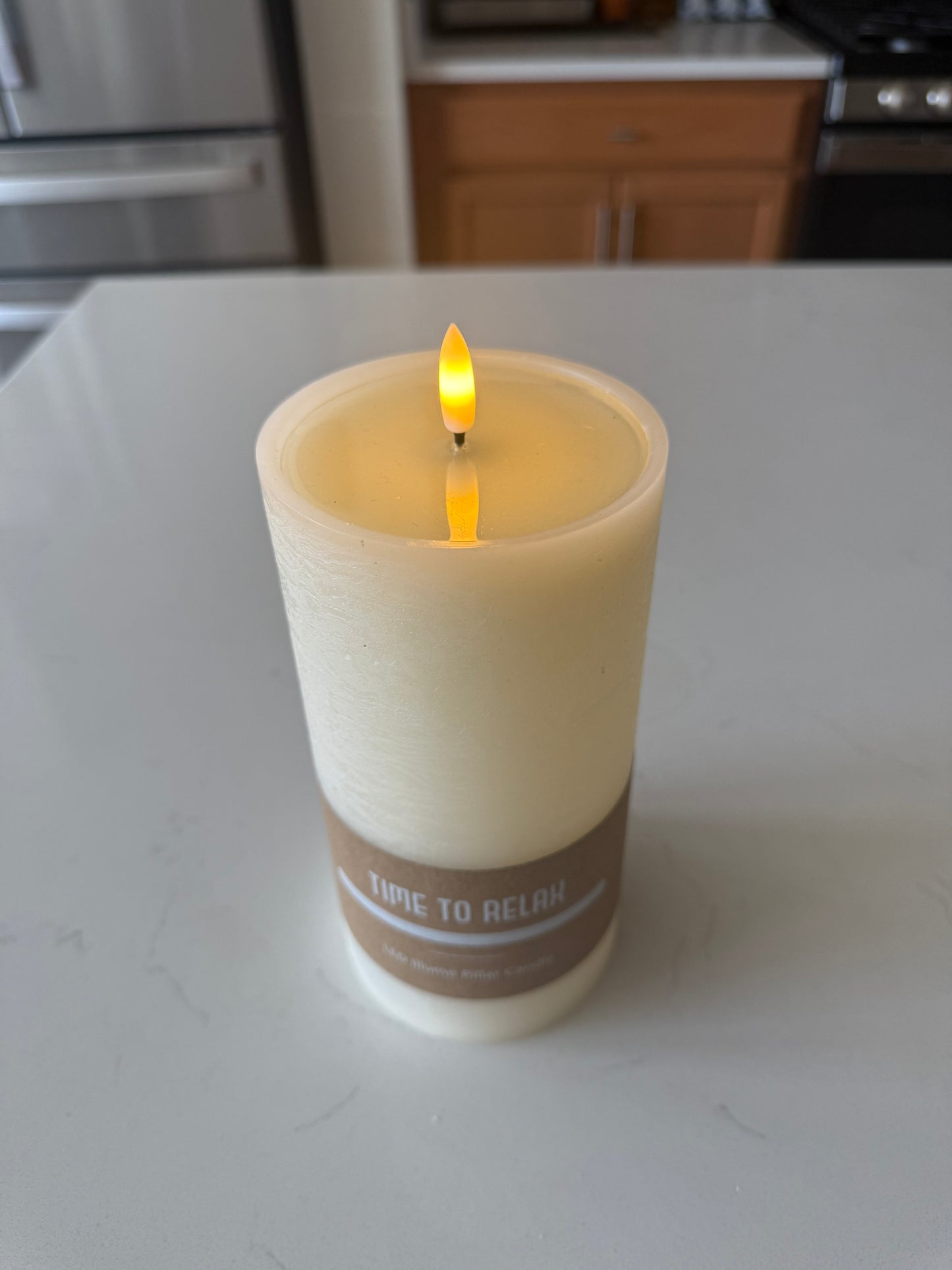 Flameless Ivory Pillar Candle Wide - 8''H