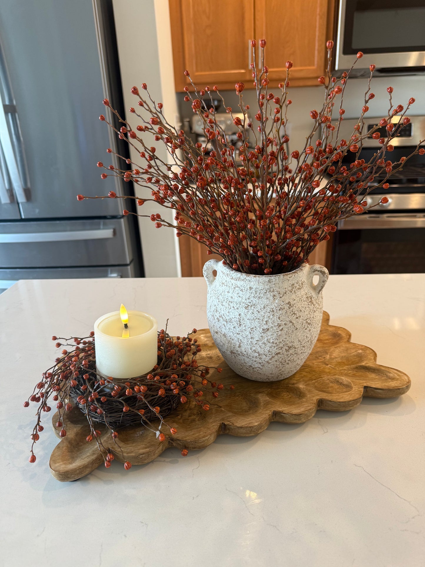 White Wash Ceramic Vase -6”H