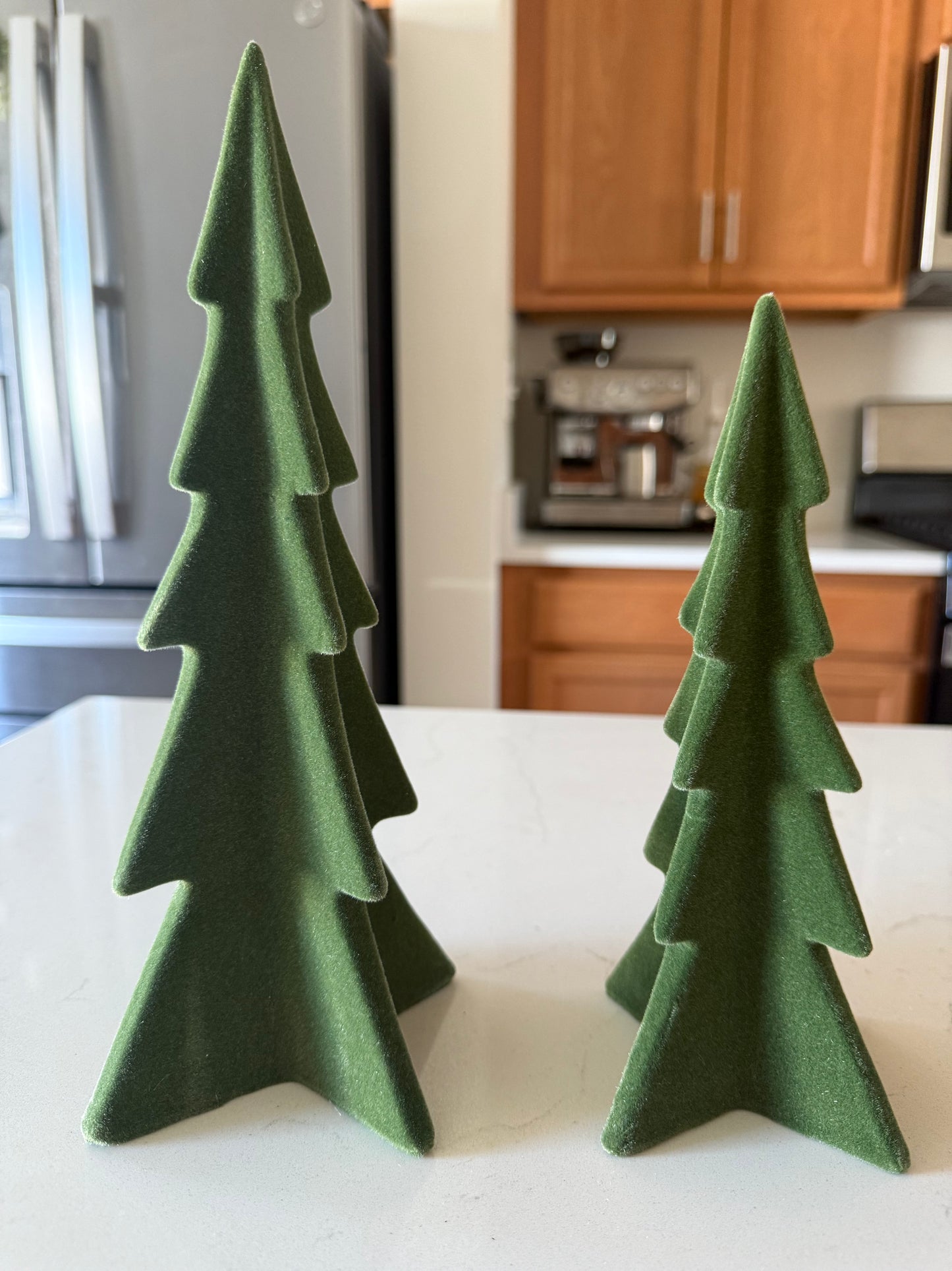 Green Velvet Pointy Tree -Set of 2
