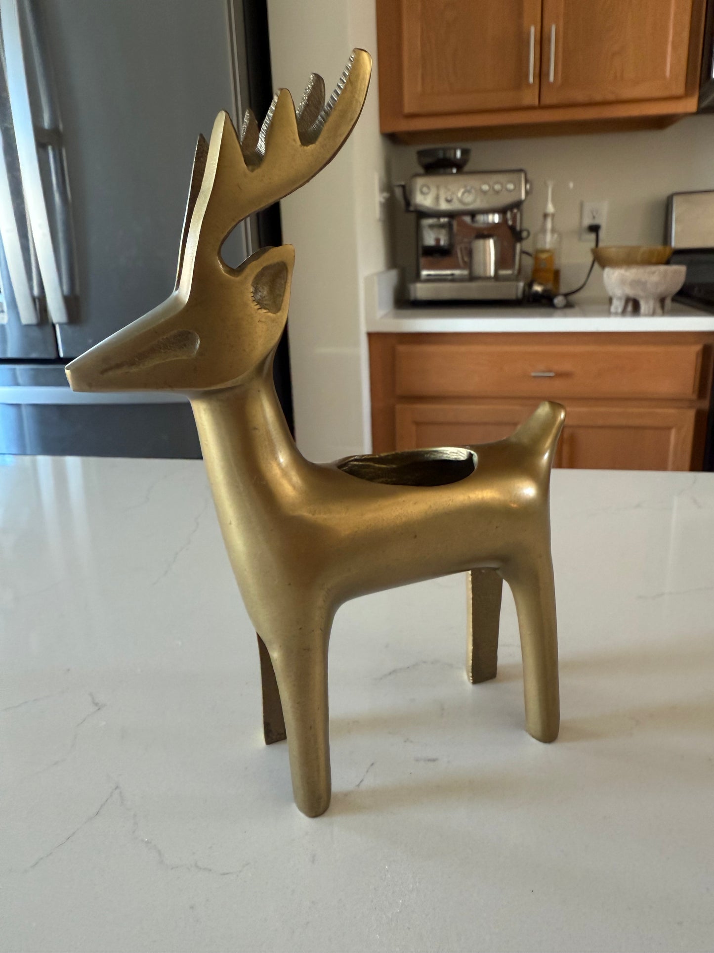 Gold Reindeer Tea Light Holder