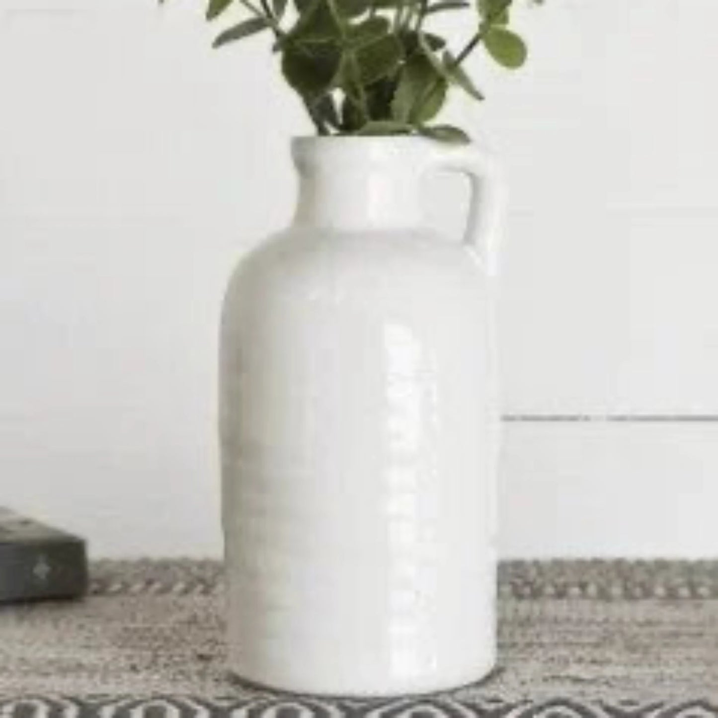 White Ceramic Vase with Handle
