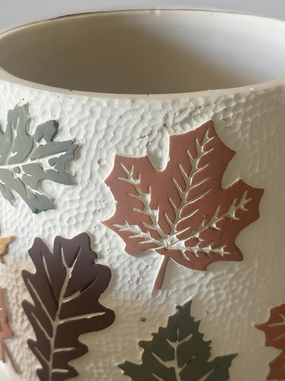 Fall Leaf Cement Planters Set of 2