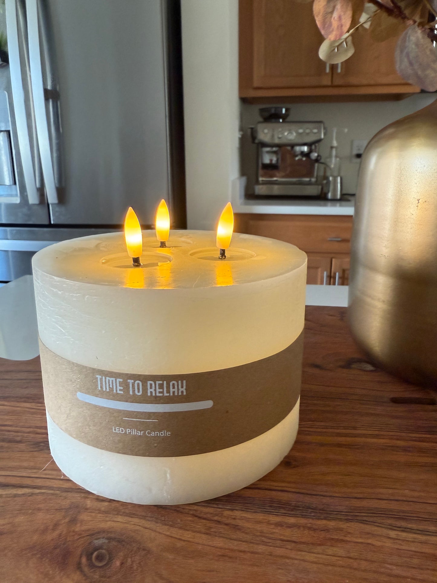 3 Wick White Flameless Candle