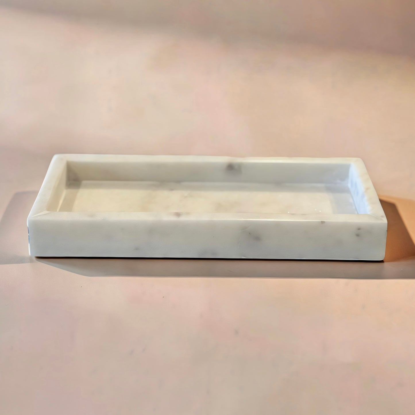 White Rectangular Marble Tray