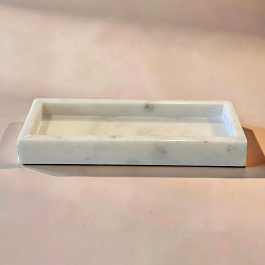 White Rectangular Marble Tray