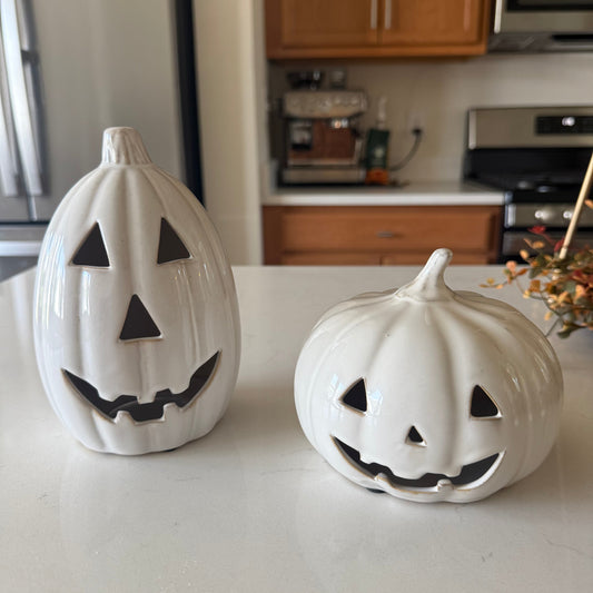 White Ceramic Jack O Lantern