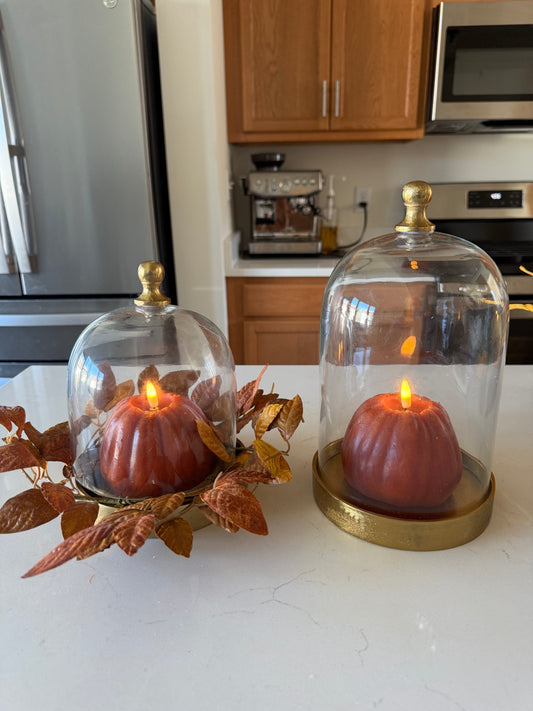 Glass Cloche with Gold Base -8”