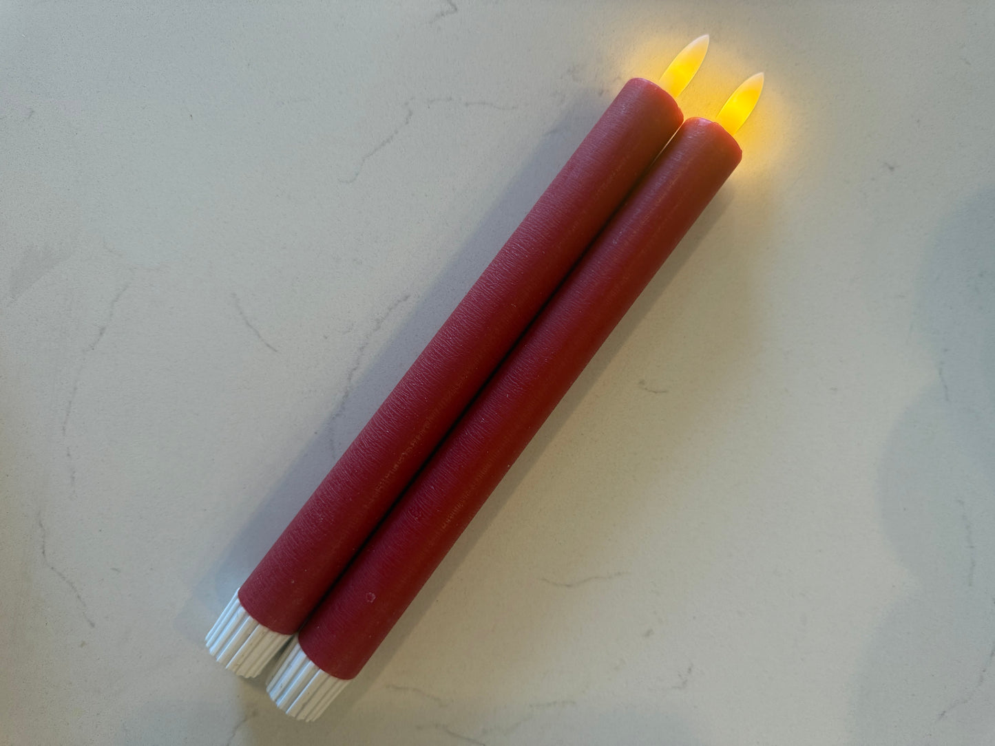 Red Flameless Taper Candle -Set of 2