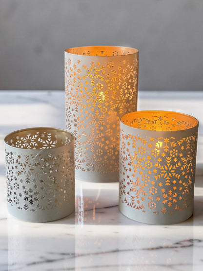 White Snowflake Lanterns |Set of 3