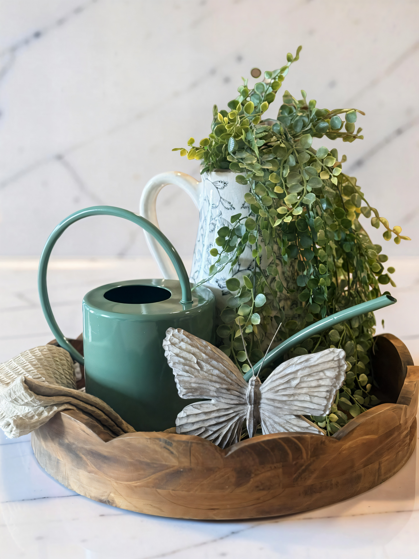 Laurel Green Modern Metal Watering Can