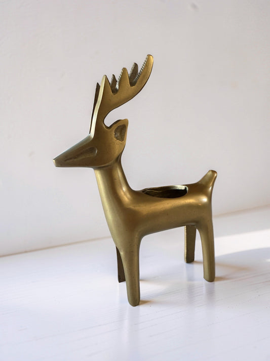 Gold Reindeer Tea Light Holder -