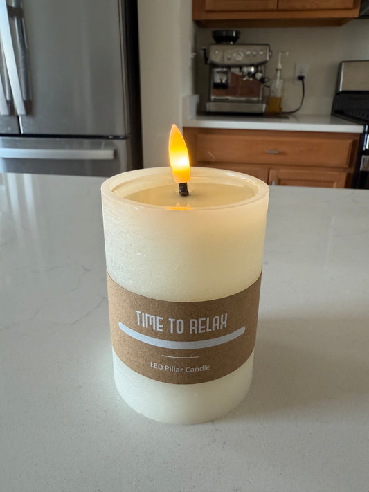 Flameless Pillar Candle -4”H