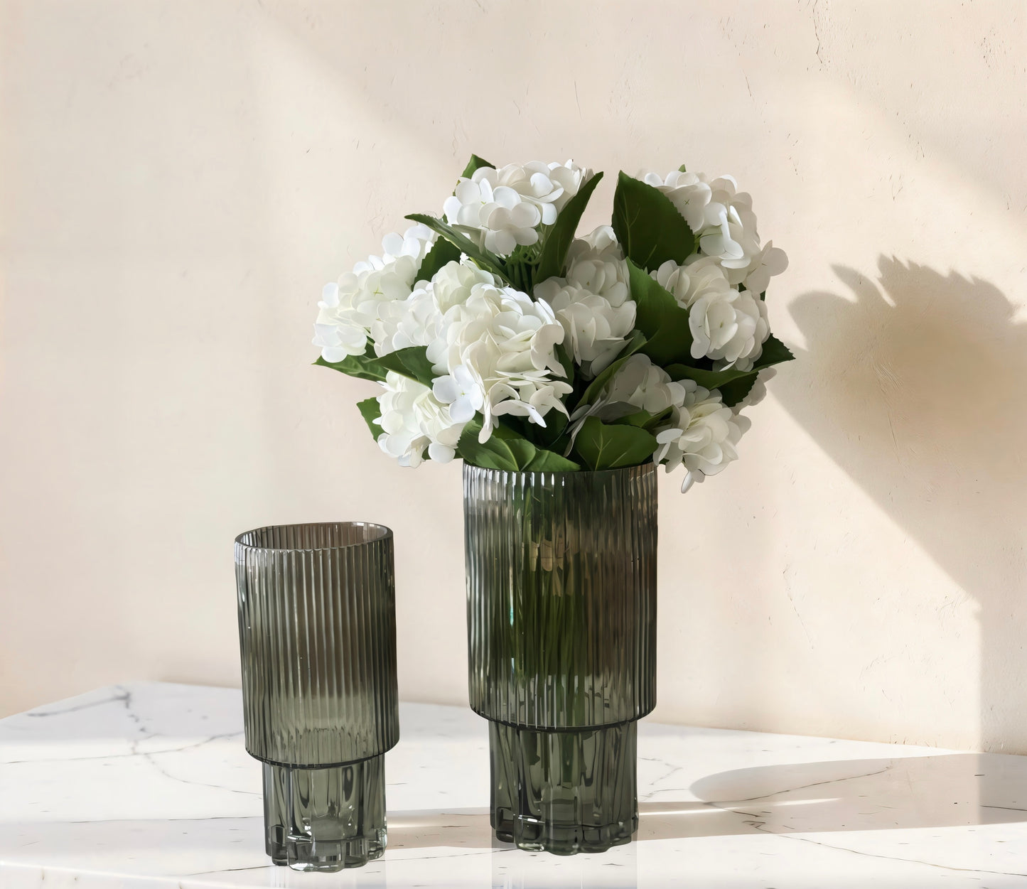 Green Line Pressed Glass Vase